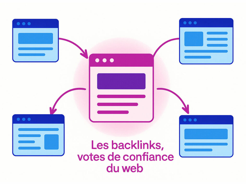 schéma de backlinks entre différentes pages web